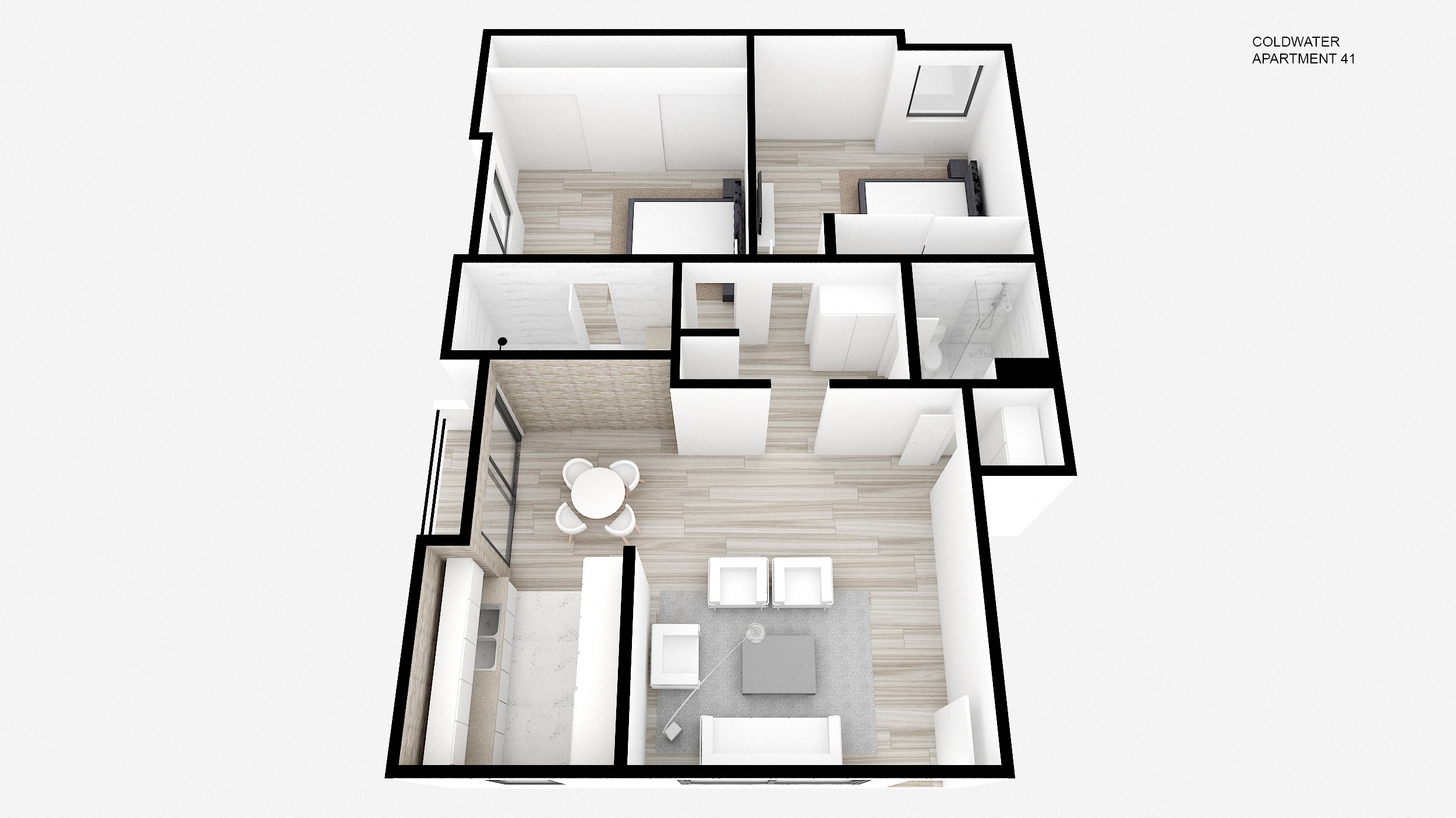 Floor plan for 2 beds, 2 baths, 924 sqft